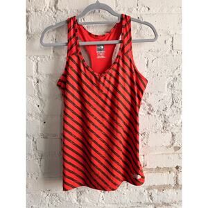 The North Face Women’s Orange Athletic Tank Top Built-In Bra Striped Size M